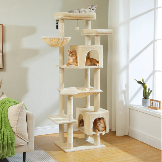 Large Cat Tree for Indoor Cats – Multi-Level Tower with Hammock, Condo, Top Perch & Scratching Posts