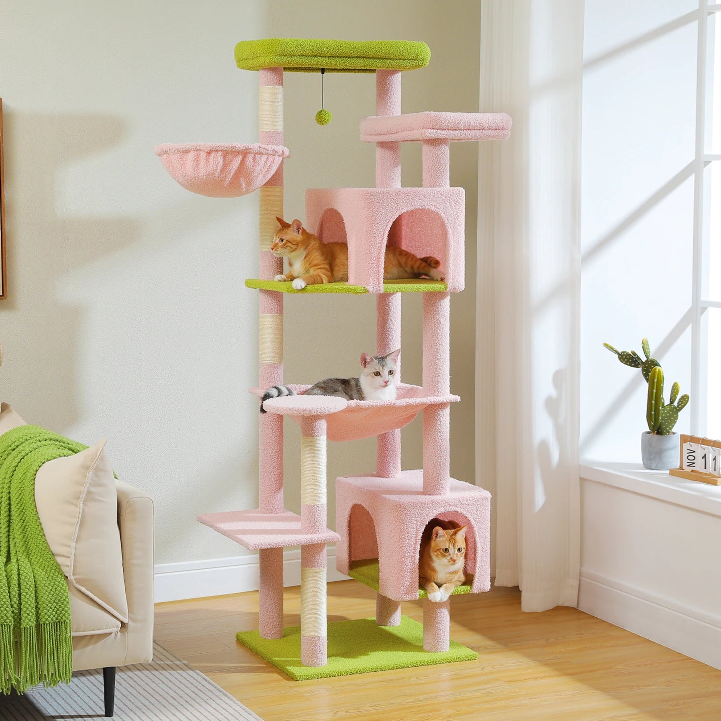 Large Cat Tree for Indoor Cats – Multi-Level Tower with Hammock, Condo, Top Perch & Scratching Posts