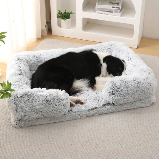 Square Plush Pet Bed – Warm Winter Sofa Kennel for Dogs & Cats, Removable Washable Cushion
