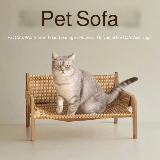 Summer Cooling Cat Bed – Rattan Pet Lounge Chair & Scratch-Resistant Sleeping Sofa