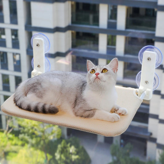 Folding Cat Window Hammock – No Assembly, Plush Mesh Hanging Bed with Strong Suction Cups