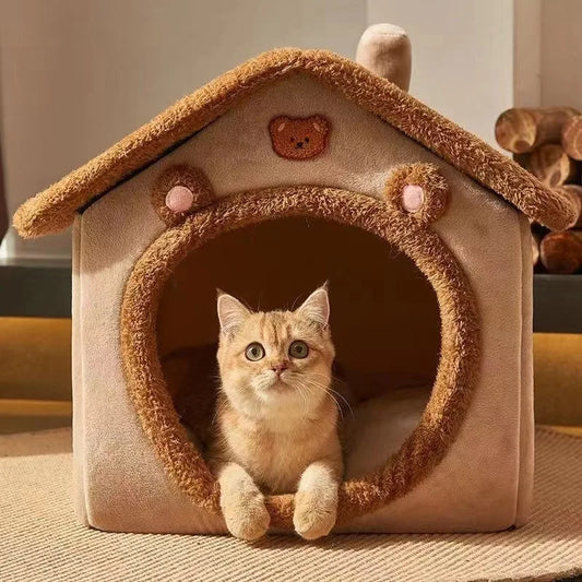 Foldable Pet House – Washable Cat & Puppy Cave Sofa Bed
