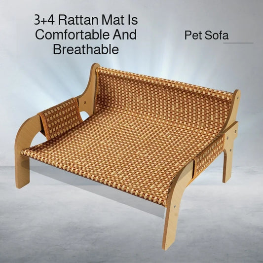 Summer Cooling Cat Bed – Rattan Pet Lounge Chair & Scratch-Resistant Sleeping Sofa