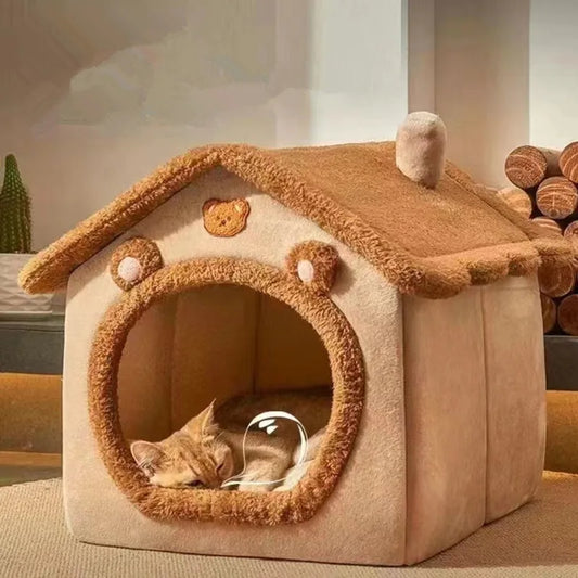 Foldable Pet House – Washable Cat & Puppy Cave Sofa Bed